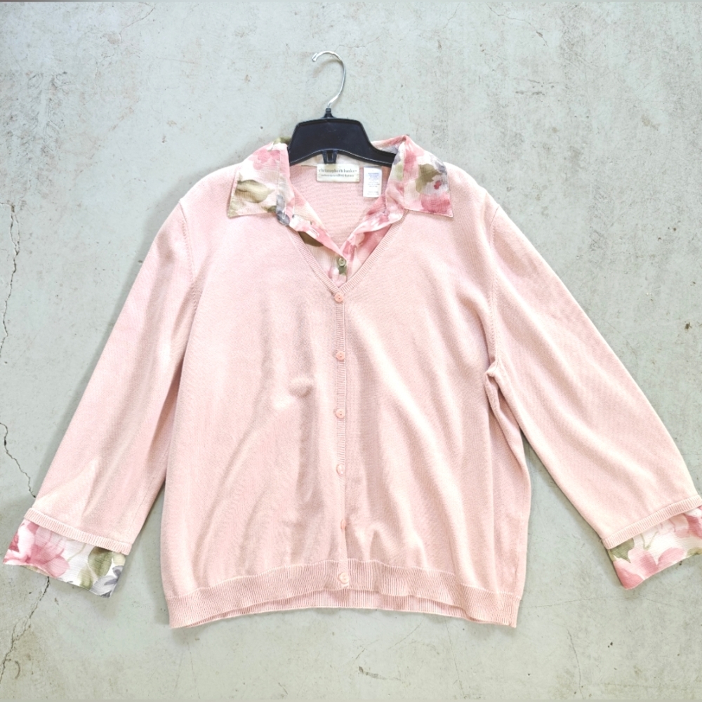 Christopher & banks by alfred dunner pink cardigan